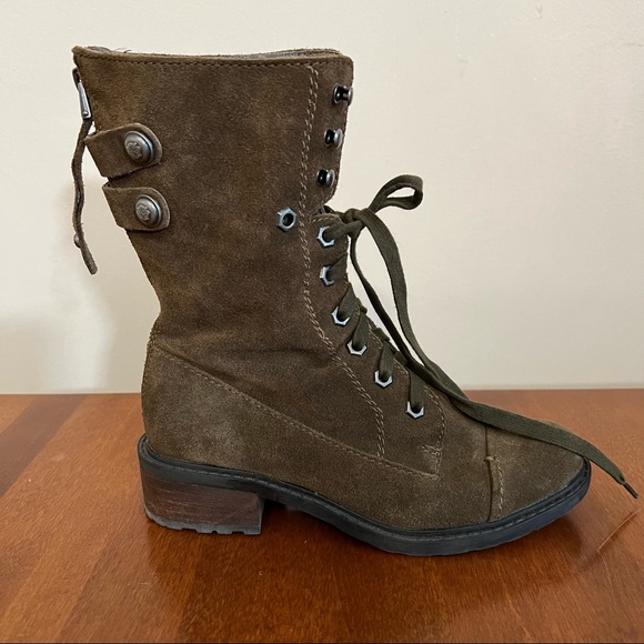 Sam Edelman Shoes - SAM EDELMAN | Olive green suede lace up combat moto style summer back zi…